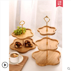 Bandeja de frutas de varios niveles de madera, bandeja de aperitivos de 3 capas para fiestas de té y uso en hoteles - Product Image 3
