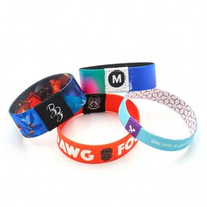 สายรัดข้อมือผ้าโพลีเอสเตอร์ยืดหยุ่นพิมพ์โลโก้ส่วนตัวตามสั่ง - Product Image 4