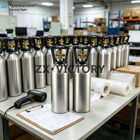 Bouteille de gaz CO2 rechargeable en aluminium ZX, qualité alimentaire TPED, vente en gros OEM ODM 0.6/6.7/13.4/20/50L pour système de soda et usage industriel en vrac