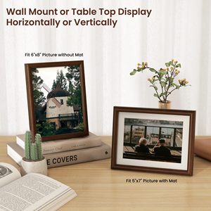 Custom <strong>6</strong> <strong>x</strong> <strong>8</strong> Picture <strong>Frame</strong> Wood <strong>Frame</strong> with Real Glass Photo <strong>Frame</strong> with Mat for 5x7 - Product Image 5