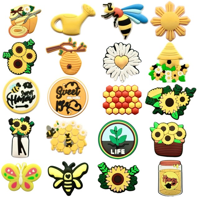 HY 2026 Best-Selling PVC Clog Shoe Charms Design Soft Washable Bee Decorations with Cartoon Style Buckle Unisex
