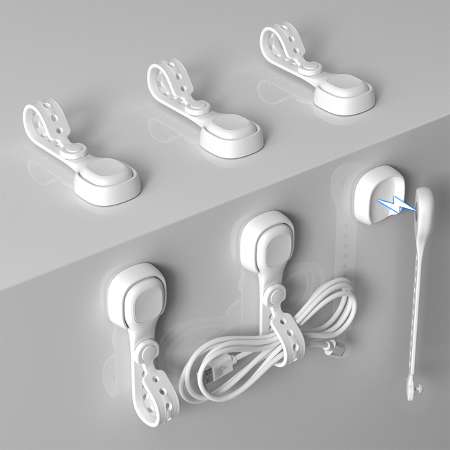 4-in-1 Reusable Detachable Magnetic Silicone Cable Clip Organizer for Kitchen Tools Data Cables Curtain Tie Fridge Management