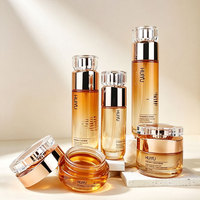 Ensemble de flacons en verre rose or rose pour cosmétiques de luxe, contenants pour soins de la peau avec couvercles et flacons pompe pour lotion
