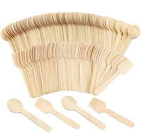 Cuillères en bois jetables personnalisées, logo sur mesure, cuillères à dessert en bois de bouleau pour la promotion de la marque, restauration et traiteur