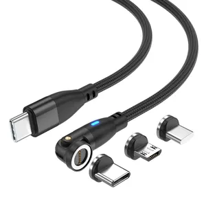 Venta caliente imán 6 en 1 Adaptador de cable de datos USB de carga 360 + 180 rotación tipo C + UAB un enchufe súper rápido 5A cable de carga