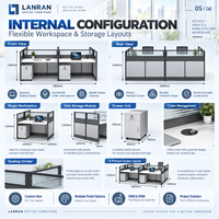 Poste de travail modulaire en bois pour 4 personnes, bureau d'ordinateur, bureau pour employés, table de bureau pour bureaux commerciaux modernes