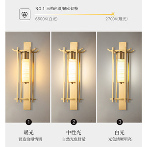 New Chinese Style All Copper Jade Wall Lamp 60Cm Led E27 Switch Control <b>Corridor</b> Living Room <b>Lighting</b> Fixture - Product Image 4