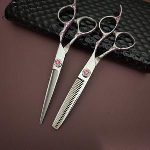 Ciseaux de coiffure professionnels 6 pouces en acier inoxydable, ciseaux à effiler à lame tranchante, manche en forme de fleur de prunier, prise moyenne - Product Image 5