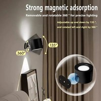 Lampe murale magnétique sans fil rechargeable à LED, à intensité variable, rotation à 360°, éclairage mural intérieur avec télécommande