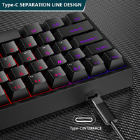 Keyboard Mekanik Gaming 60 Tombol Mini dengan Lampu Latar RGB LED 61 Tombol Kustom untuk Laptop Komputer