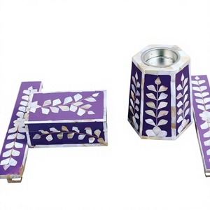 Juego de Regalo Premium Personalizado para Eid y Ramadán, Estilo Árabe, Bandeja de Acrílico con Madreperla, Quemador de Incienso de Madera y Soporte para Semillas - Product Image 1
