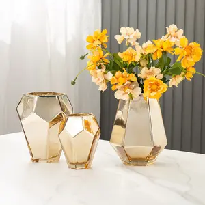 Gouden Vaas Glazen Vaas Voor Bloemstukken Minimalistische Decor Woonaccessoires Room Decor Esthetische Vaas Voor Decoratie