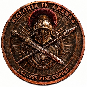 Rilievo 3D in Rame .999 da 1 Oz con Due Gladiatori Romani che si Incontrano con Spada su Scudo Davanti a un Muro di Fortezza, Oggetto da Collezione Antico, Decorazione, Regalo - Product Image 3