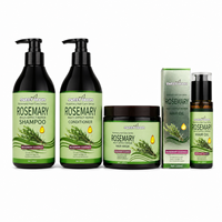 Ensemble professionnel pour la croissance des cheveux à la rosemaine 4 en 1 : shampooing, après-shampooing, masque capillaire et huile essentielle à la biotine et à la kératine