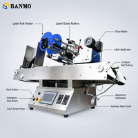 Machine d'étiquetage automatique horizontale pour bouteilles rondes BANMO, applicateur d'autocollants enveloppants de bureau, pour huiles essentielles, sérums, cosmétiques