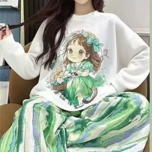 ชุดนอนผ้าฝ้ายพิมพ์ลายเมฆสำหรับผู้หญิ<span class=keywords><strong>ง</strong></span> น้ำหนัก 120 กรัม สไตล์การ์ตูน<span class=keywords><strong>มั</strong></span><span class=keywords><strong>ง</strong></span><span class=keywords><strong>ง</strong></span>ะ สไตล์ญี่ปุ่น ชุดแขนยาวสำหรับเด็กสาว-เหมาะสำหรับการสวมใส่ - Product Image 5