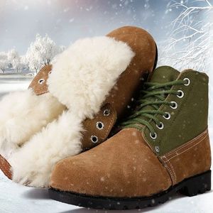 Dekaron Men Winter Snow <b>Boots</b> Wool Lined Anti Slip Low Heel <b>Work</b> <b>Boots</b> Northeast Style <b>Leather</b> Patchwork - Product Image 5