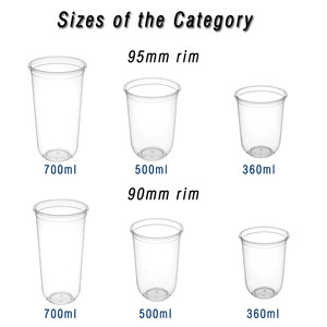 Vasos <span class=keywords><strong>de</strong></span> Plástico Desechables <span class=keywords><strong>de</strong></span> PP en Forma <span class=keywords><strong>de</strong></span> U con Tapas para Té, Bebidas Frías y Café - Product Image 6