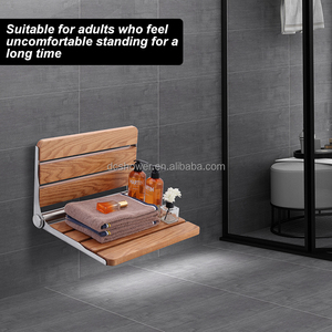 Banc de <span class=keywords><strong>douche</strong></span> pliable en bois de teck de haute qualité en gros Design moderne siège de <span class=keywords><strong>douche</strong></span> pliant <span class=keywords><strong>mural</strong></span> rabattable <span class=keywords><strong>pour</strong></span> salle de bain - Product Image 2