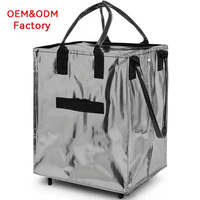 Sac de courses pliable à grande capacité en Oxford imperméable, tissé en PP, avec fermeture à glissière