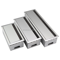 Boîte de gestion des câbles en alliage d'aluminium 300 mm 3 86 mm avec trou de prise, fermeture douce, rabattable, pour bureau, table
