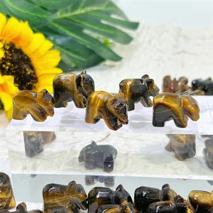 Wholesale Crystal Crafts Animal Small Size Carving Polishing Tiger Eye Mini Bear For Healing Decoration