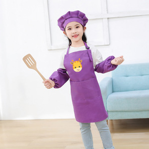 <span class=keywords><strong>Peinture</strong></span> de cuisine personnalisée <span class=keywords><strong>pour</strong></span> garçons et filles, bretelles réglables imperméables, 2 poches, multicolore, chapeau et <span class=keywords><strong>tablier</strong></span> de Chef <span class=keywords><strong>pour</strong></span> enfants - Product Image 3