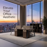 Poste de travail de bureau ouvert Twilight Series pour 2 personnes, en bois et métal, éco-responsable, avec écran de séparation pour l'intimité