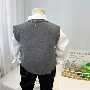 Nouvelle collection Printemps 2026 : <span class=keywords><strong>Gilet</strong></span> tricoté pour garçon motif dessin animé - Cape décontractée coréenne élégante et tendance pour enfants - Product Image 2