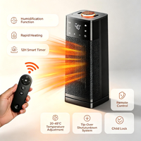 Calentador de Espacio PTC de 2000W con Humidificador, Calentador con Ventilador y Control Remoto, Calentamiento Rápido, Calentador Vertical Tipo Torre para Dormitorio y Sala de Estar