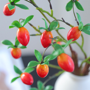 Ramas de caqui artificiales Mo Hua Ge, frutas falsas de plástico para arreglos florales, decoración para el hogar, bodas y el Año Nuevo Chino. - Product Image 4