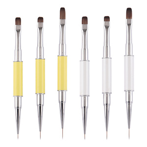 White Yellow Double Head Acrylic Nail Art Pen <b>Set</b> for UV Gel Painting Salon Manicure - Product Image 5