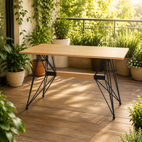 Table de petit-déjeuner rectangulaire en MDF avec support en fer noir pour balcon, mobilier de jardin très vendu en Europe