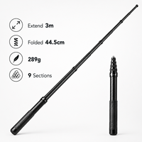 3m Carbon Fiber Verlengstok 9 Delen 289g 44,5cm Gevouwen Telescopische Waterdichte Selfie Stick voor Insta360 voor Actiecamera