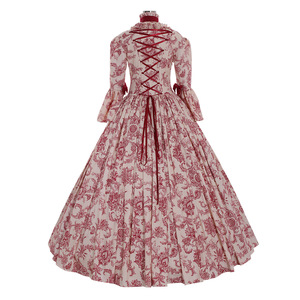 Robe de scène à manches longues imprimées de style gothique victorien à manches trompette, inspirée de l'Europe médiévale et de l'Amérique, <span class=keywords><strong>costume</strong></span> d'Halloween - Product Image 3