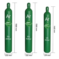 Bouteille de gaz argon industrielle vide et rechargeable haute pression pour le stockage et le transport de gaz comprimé