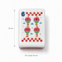 Jeu de Mahjong en Acrylique Thème Voyage Montgolfière Chat Noir Rose – Tuiles de Mahjong Carnaval – Jeu de Société pour Fêtes