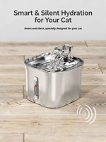 Fontaine à eau automatique en acier inoxydable pour animaux de compagnie (chats et chiens) avec cascade circulante et fenêtre de niveau – Fournitures et accessoires