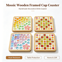 Kit de bricolage pour dessous-de-verre en mosaïque, kit d'artisanat fait main, ensemble d'art avec perles de bambou pour enfants, activités parent-enfant, activités de groupe