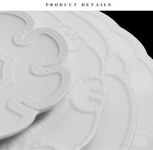Design criativo Flor Branca Cerâmica Em Relevo Dinner Plate Set Criativo Asse Pratos para Household & Wedding Carregador Louça - Product Image 6