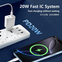 Cargador Rápido GaN de 20W con Doble Puerto USB-C, Enchufe Europeo, QC3.0, Protección Múltiple, IC Inteligente, Carga a Baja Temperatura para iPhone y Samsung