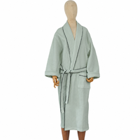 Peignoir de luxe en coton pour hôtel et spa, col châle, longueur mi-mollet, pour femme, épais, style loungewear, service OEM, idéal pour le matin, disponible en boutique de cadeaux