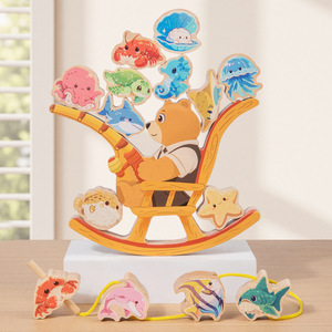 Nuevo Juguete Educativo Montessori de Madera para Bebés, Bloques de Construcción de Madera con Forma de Oso, Juego de Equilibrio con Cuentas, Juguetes de Apilamiento para el Aprendizaje Temprano del Bebé - Product Image 4