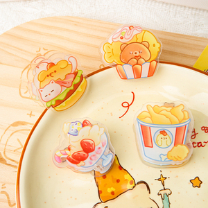 Clip de acrílico transparente estilo Spot Ins, diseño de hamburguesa y patatas fritas, para agenda, recuerdo, papelería, venta al por mayor - Product Image 4