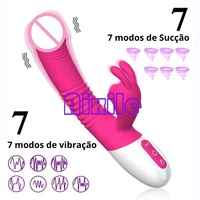 Vibrateur Lapin pour Femme avec Oreilles de Lapin, Stimulation du Clitoris et du Point G, Dildo Vibrant avec 7 Vibrations Puissantes et Chauffant, Jouets Sexuels pour Adultes