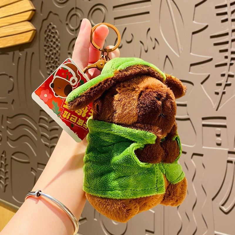 Plush Capybara Keychain - 3d Carabiner Keyring Toy, Oem Available