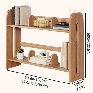 Étagère de bureau en bois massif, multi-niveaux, design minimaliste, organisateur sur pied pour espace de travail - Product Image 3