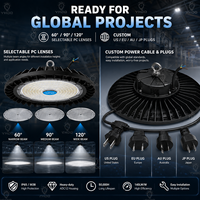 Lámpara LED Inteligente UFO IP65 para Techos Altos, 60-300W, Ajustable, con Sensor de Radar de Microondas, Regulable, 110-277V, Iluminación Industrial para Almacenes