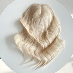 Toppers de Cabello Humano para Mujer, Listos para Enviar, Base Mono de 5*6'', Cabello Virgen Ruso Rubio, Cutícula Intacta y Alineada - Product Image 1