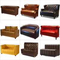 Ensemble de meubles de café, restaurant et bar moderne, banquette en cuir marron au design classique